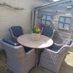 Noach outdoor tuintafel met 4 fauteuils + rug en zitkussens, Tuin en Terras, Tuinsets en Loungesets, Wicker, Ophalen