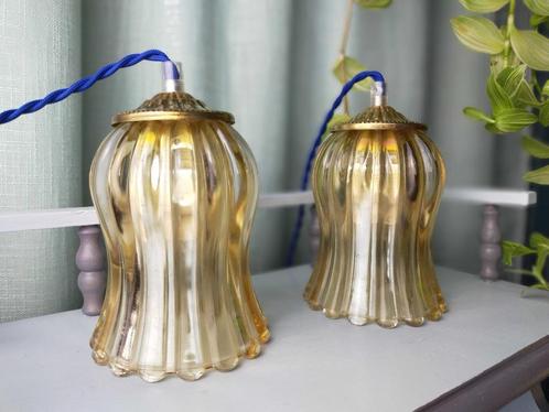 Duo lampes verre cannelé doré, Maison & Meubles, Lampes | Lampes de table, Comme neuf, Moins de 50 cm, Verre, Envoi