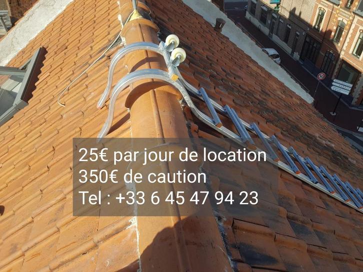 Échelle de toit  + Harnais de sécurité, Doe-het-zelf en Bouw, Ladders en Trappen, Gebruikt, Ladder, 4 meter of meer, Opvouwbaar of Inschuifbaar