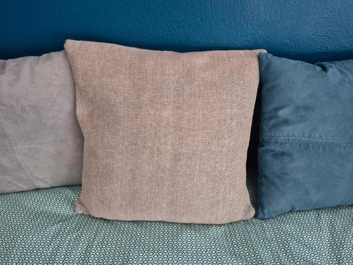 12 Housses coussin coton super épais gris beige 40X40 cm, Huis en Inrichting, Woonaccessoires | Kussens, Zo goed als nieuw, Beige