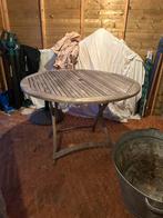 Houten ronde buitentafel, Tuin en Terras, Tuinsets en Loungesets, Ophalen, Zo goed als nieuw