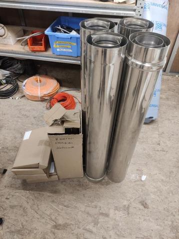 Schouw buizen inox rookgassen met beugels nieuw, Ophalen, Nieuw, 4 tot 6 meter, 80 mm of meer