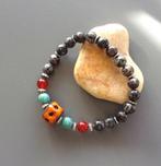 Bracelet pour homme ou femme en céramique orange, turquoises, Enlèvement ou Envoi, Avec pierre précieuse, Orange, Neuf