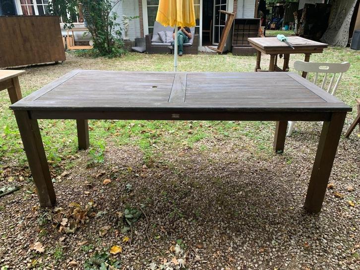 Tuintafel, Tuin en Terras, Tuintafels, Gebruikt, Rechthoekig, Hout, Ophalen of Verzenden