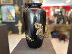 Japanse antieke bronzen vaas inlegwerk zeldzaam, Antiek en Kunst, Ophalen of Verzenden