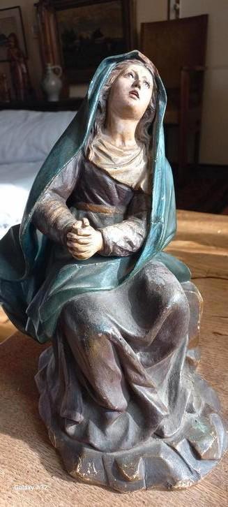 Houten beeld Wenende Maria 19-eeuw Spaans.  beschikbaar voor biedingen