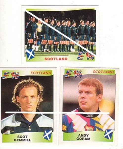 Panini / Europa - Europe / Schotland / 3 stickers, Verzamelen, Sportartikelen en Voetbal, Gebruikt, Poster, Plaatje of Sticker