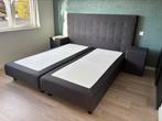 Donkerblauwe Boxspring 180x200 met nachtkastjes, Huis en Inrichting, Ophalen, Blauw, Tweepersoons, Zo goed als nieuw