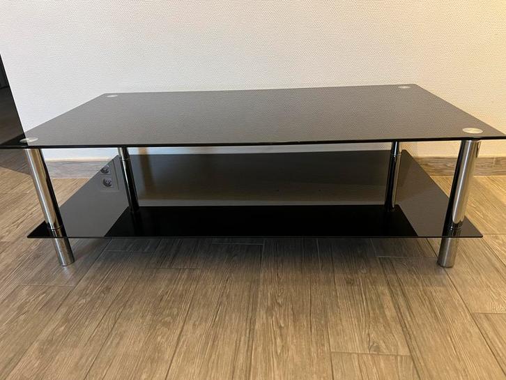 Table basse ou meuble TV en verre et chrome 110 x 60, Maison & Meubles, Tables | Tables de salon, Utilisé, Moins de 50 cm, 50 à 100 cm