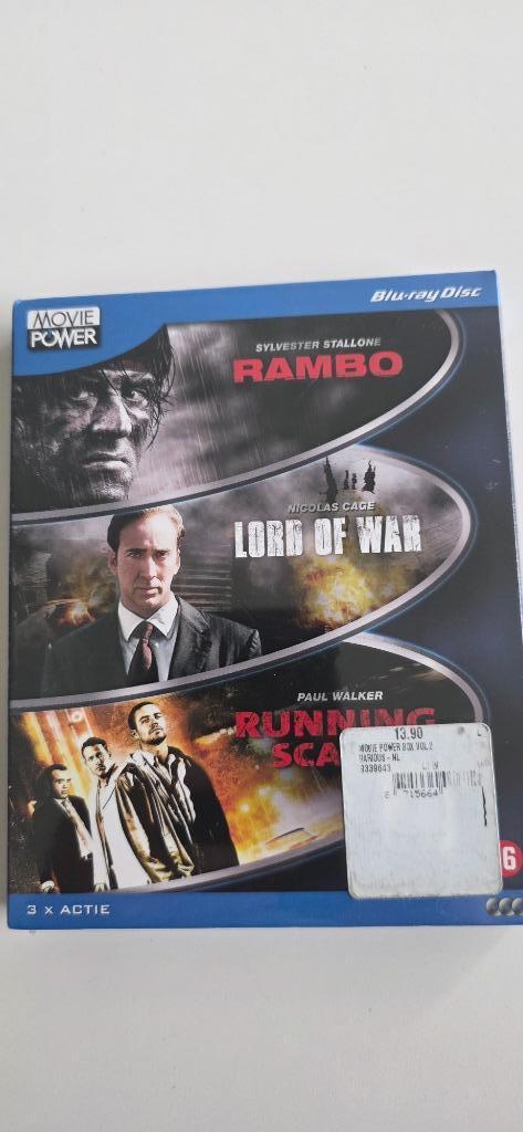 BR- 3 movie pack Rambo, Lord of War, Running scared (sealed), Cd's en Dvd's, Blu-ray, Nieuw in verpakking, Actie, Ophalen of Verzenden