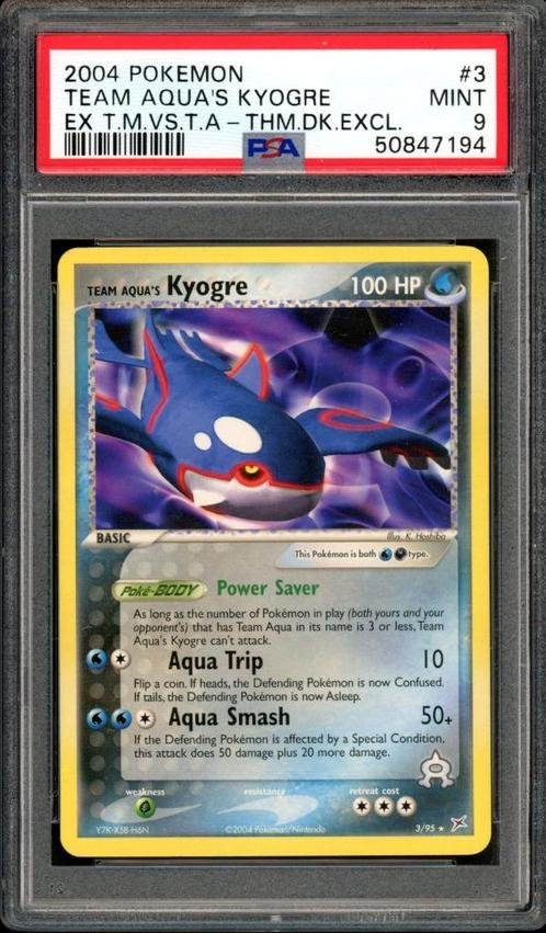Team Aqua's Kyogre [Theme Deck Exclusive] PSA 9 - 3/95, Hobby en Vrije tijd, Verzamelkaartspellen | Pokémon, Zo goed als nieuw