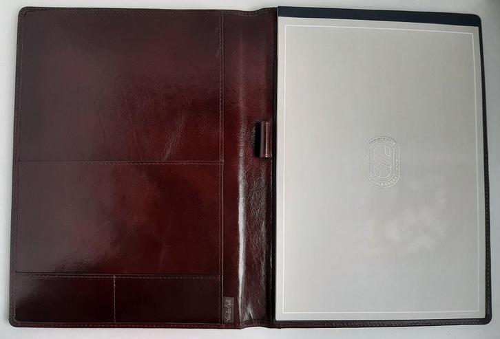 Luxe bruine lederen schrijfmap Van der Spek, Diversen, Schrijfwaren, Nieuw, Ophalen