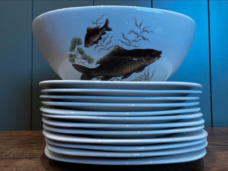 Boch La Louvière visservies 13 stuks, Antiek en Kunst, Antiek | Keramiek en Aardewerk, Ophalen