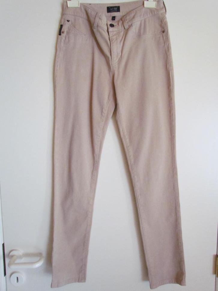 Damesbroek Armani Jeans, Kleding | Dames, Broeken en Pantalons, Gedragen, Maat 36 (S), Beige, Lang, Ophalen of Verzenden