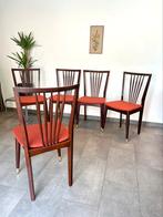 5 vintage donker houten spijlen stoelen, Ophalen, Gebruikt