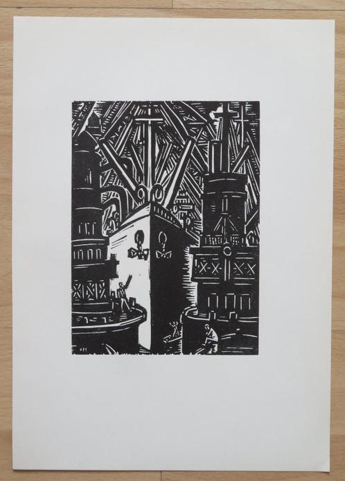 Houtsnede F.Masereel: ANTWERPEN – Aankomst van de Kongoboot, Antiek en Kunst, Kunst | Etsen en Gravures, Verzenden
