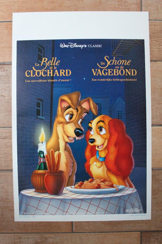 filmaffiche Walt Disney Lady en de vagebond filmposter, Collections, Posters & Affiches, Comme neuf, Cinéma et TV, A1 jusqu'à A3