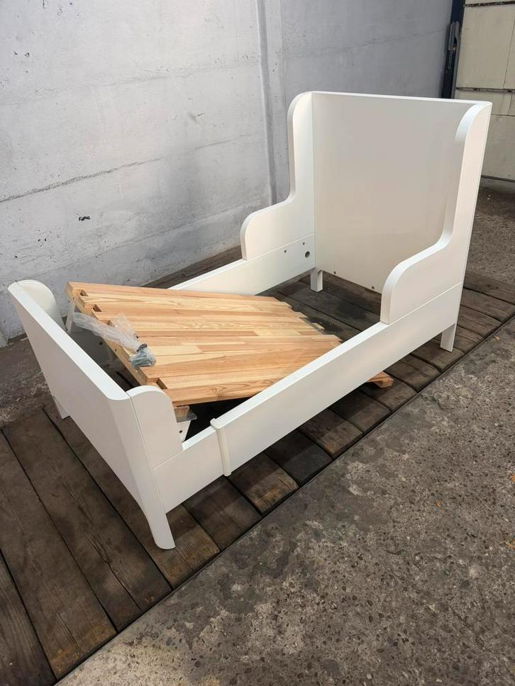 Meegroeibedje, Huis en Inrichting, Slaapkamer | Bedden, Zo goed als nieuw, Eenpersoons, 90 cm, 200 cm, Hout, Wit, Verstelbaar