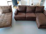 Canapé et méridienne en faux daim/simili cuir brun, Enlèvement, Utilisé, Cuir