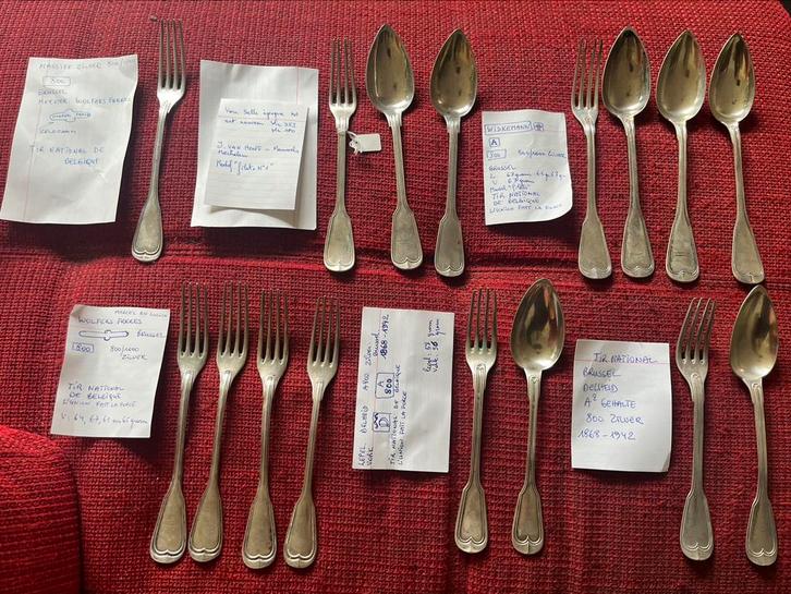 Zilver lepel en vork Schutters Gilde Tir National, Antiek en Kunst, Antiek | Zilver en Goud, Zilver, Ophalen