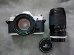 Canon AE1 met Makinon 28mm en Sigma 75-150mm lenzen, Audio, Tv en Foto, Ophalen of Verzenden, Gebruikt, Spiegelreflex, Canon