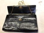 ZWART KROKO/LEDER SOIREE-TASJE, Ophalen, Gebruikt, Zwart, Avondtasje