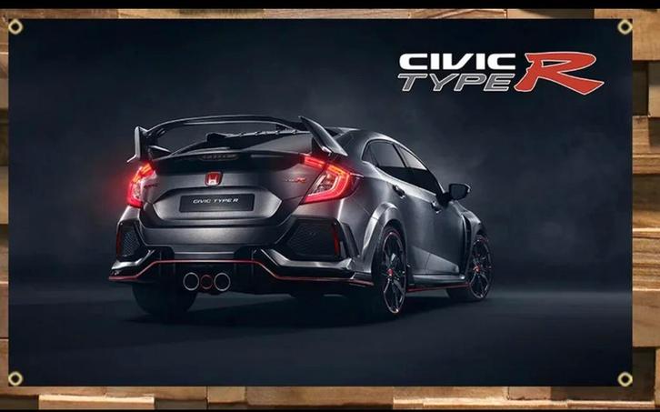 Honda Civic FK8 Type R vlag 90 x 60 cm, Diversen, Vlaggen en Wimpels