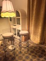 2 barkrukken metaal stof, Huis en Inrichting, Barkrukken, Ophalen, 60 tot 90 cm, Zo goed als nieuw, Metaal