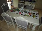 Eettafel en 6 stoelen in gekalkt eikenhout., Huis en Inrichting, Tafels | Eettafels, Ophalen, Gebruikt, 100 tot 150 cm, Eikenhout