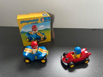 Playmobil 2 coureurs en 2 racewagens in zeer goede staat beschikbaar voor biedingen