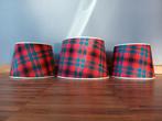 Set van 3 lampenkappen in geruit motief, Moins de 25 cm, Enlèvement ou Envoi, Rouge, Rond