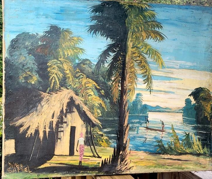 HST africaine signée Dinga Samuel – Congo- 1950-1970, Antiek en Kunst, Kunst | Niet-Westerse kunst