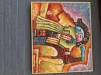 B Long “Meso-Amerikaanse compositie”. Gemengde techniek op k, Antiquités & Art, Art | Peinture | Moderne, Enlèvement