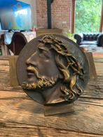 Bronzen Plaquette van Jezus Christus kruis - beeld brons, Antiek en Kunst, Ophalen of Verzenden, Brons