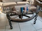 table basse avec chariot en fer forgé et plateau en verre, Maison & Meubles, Tables | Tables de salon, Moins de 50 cm, 50 à 100 cm