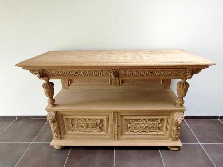Massief eikenhouten dressoir in neorenaissancestijl, Huis en Inrichting, Kasten | Buffetkasten, Zo goed als nieuw, 100 tot 150 cm