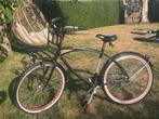 Cruiser stadsfiets met voordrager – retro stijl – zwart, Fietsen en Brommers, Gebruikt, Versnellingen, 49 tot 53 cm, Ophalen