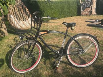 Cruiser stadsfiets met voordrager – retro stijl – zwart beschikbaar voor biedingen