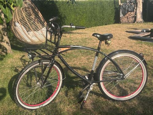 Cruiser stadsfiets met voordrager – retro stijl – zwart, Fietsen en Brommers, Fietsen | Heren | Herenfietsen, Gebruikt, Overige merken