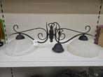 Lustre double en métal, globe en verre dépoli, Maison & Meubles, Enlèvement ou Envoi, Verre