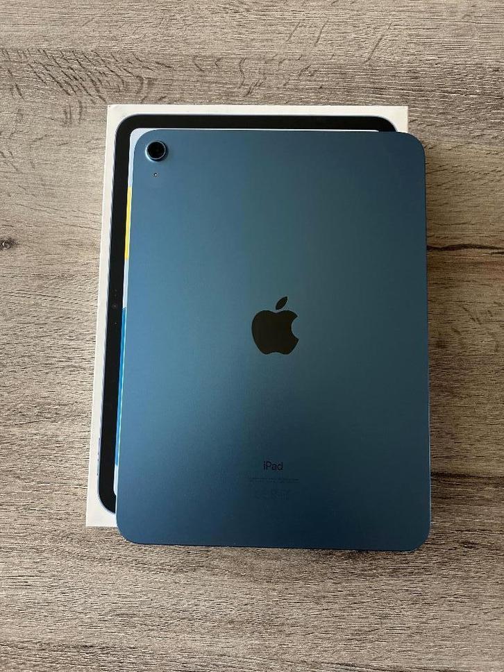 Ipad 10th generatie blauw 64gb wifi + cover, Computers en Software, Apple iPads, Zo goed als nieuw, Apple iPad, Wi-Fi, 11 inch