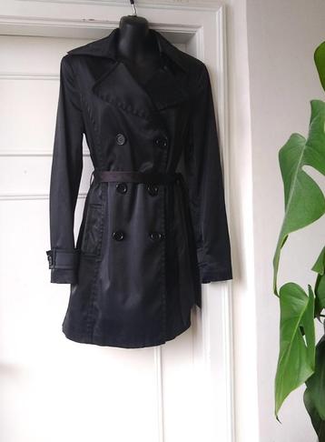 Zara ️ zwarte trench coat / regenjas, maatje M (38) beschikbaar voor biedingen