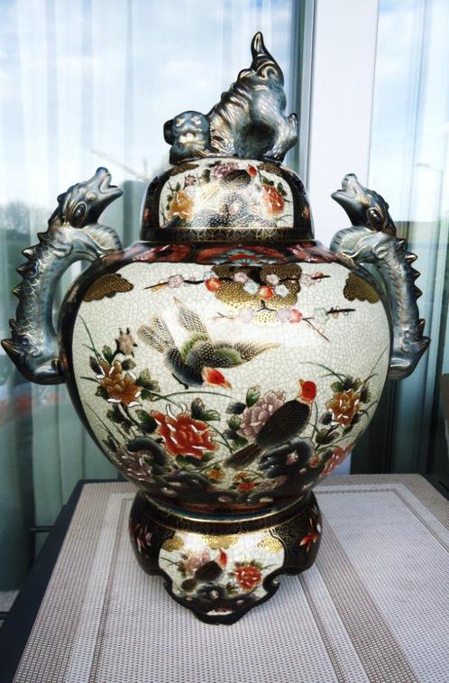 Vase chinois à couvercle dragons & Foo Dog antique😍😎🎁👌, Antiquités & Art, Antiquités | Céramique & Poterie, Enlèvement ou Envoi