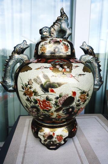 Vase Dragon Foo Dogs 3 pièces Porcelaine Chinoise😍😎🎁👌 disponible aux enchères