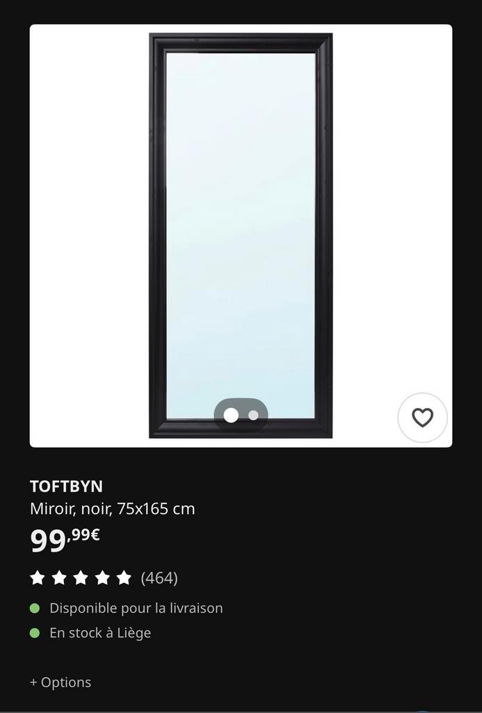 IKEA TOFTBYN spiegel 75x175 cm, Doe-het-zelf en Bouw, Raamkozijnen en Schuifdeuren, Zo goed als nieuw, Ophalen