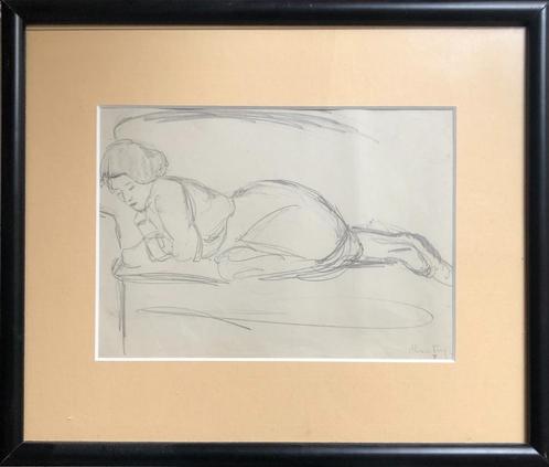 Slapende vrouw, tekening van Alice Frey, Antiek en Kunst, Kunst | Tekeningen en Fotografie, Ophalen of Verzenden