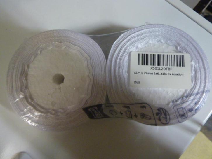 Wit satijnen zijden lint van 2 x 22 m x 25 mm, Hobby en Vrije tijd, Feestartikelen, Nieuw, Versiering, Ophalen of Verzenden