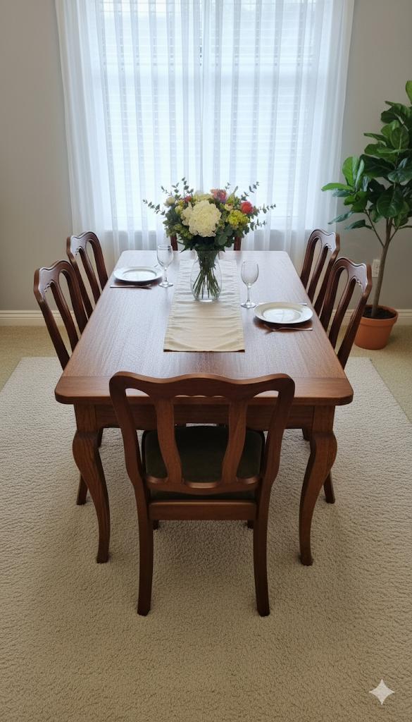 Eikenhouten tafel in Louis XV-stijl + 6 stoelen, Antiek en Kunst, Antiek | Meubels | Tafels, Ophalen