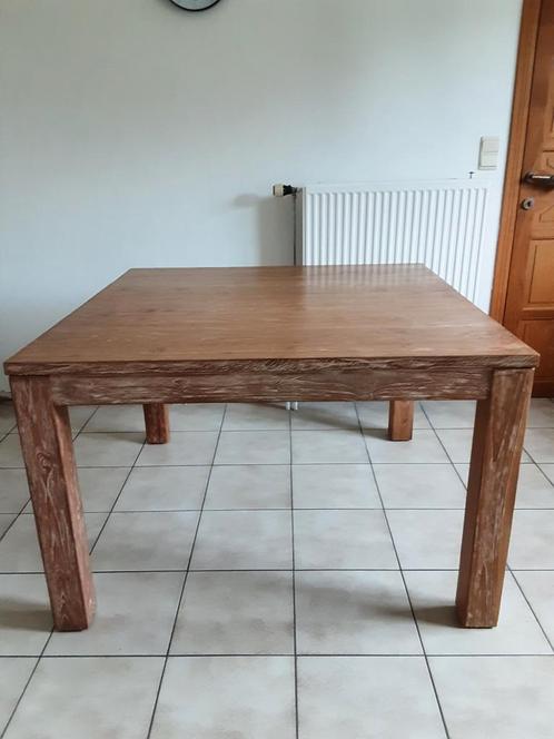 Tafel in teakhout massief. 120x120, Huis en Inrichting, Tafels | Eettafels, Gebruikt, 100 tot 150 cm, 100 tot 150 cm, Vijf personen of meer