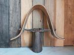 Oude franse koebel met houten draagband en benen klepel, Ophalen of Verzenden